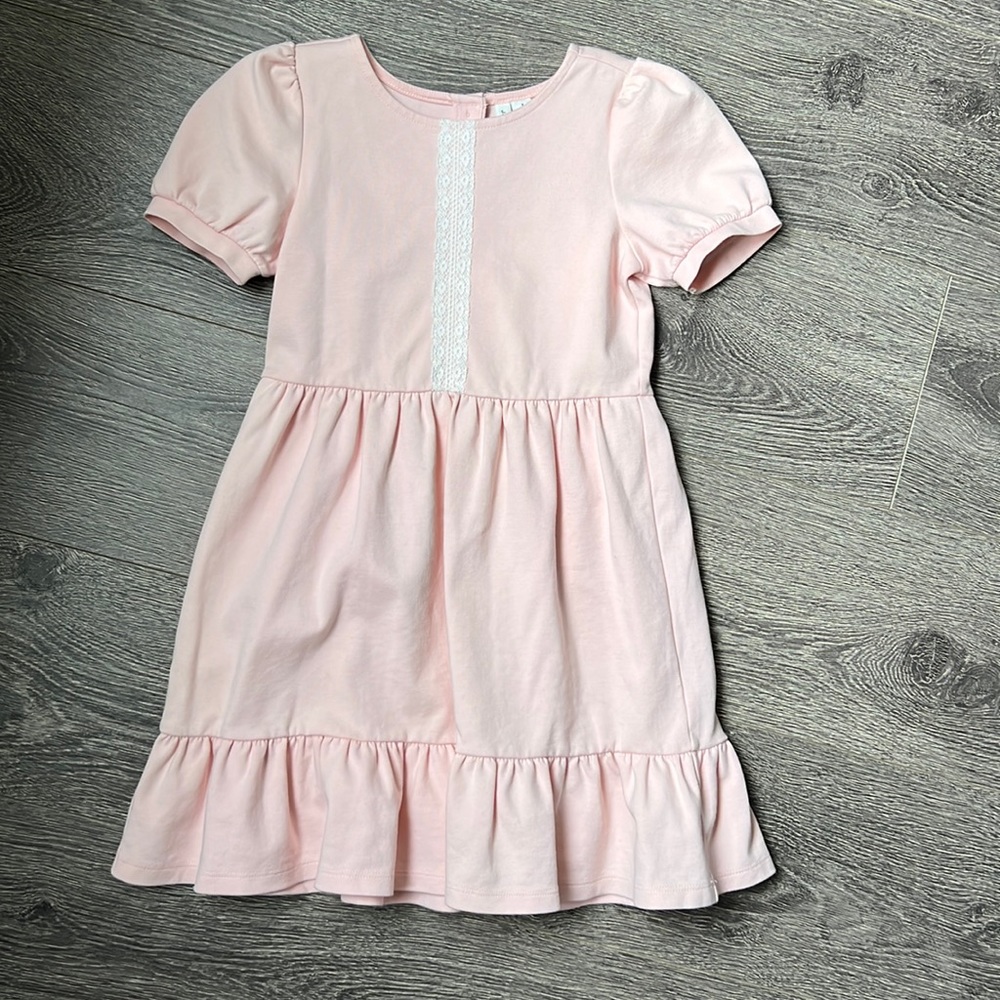 Janie and Jack size 7 girls pink dress with white lace